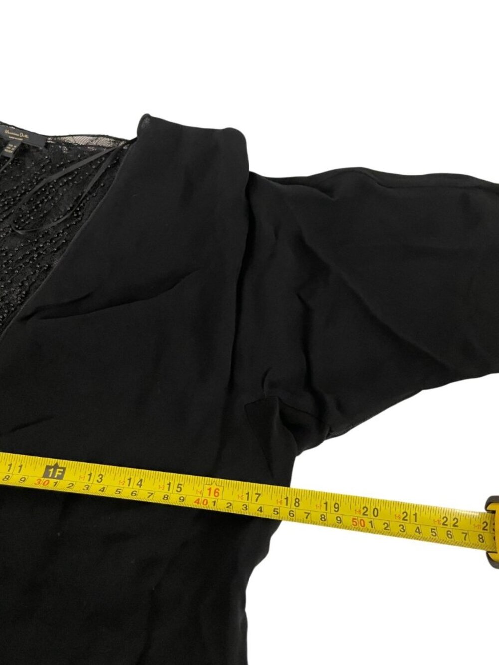 Massimo Dutti Womens Beaded Blouse XS Black Sheer Lace Inset 5186/780 NWT - Picture 7 of 9